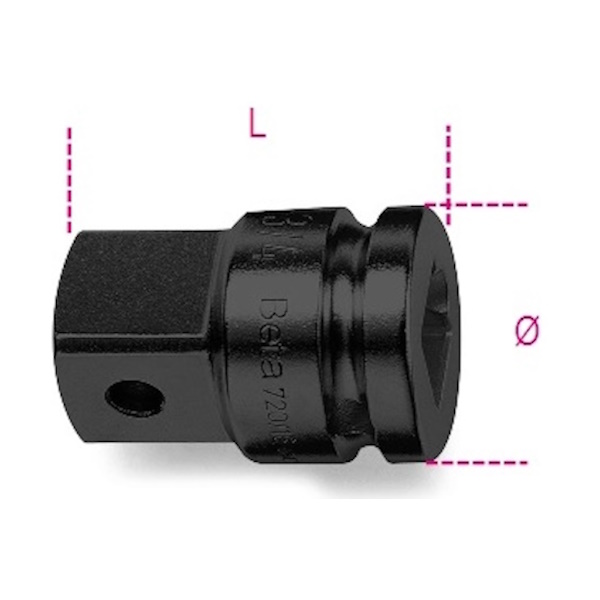 Beta 710/16 Raccordo Macchina Quadro Femmina 3/8" e Maschio 1/2" - BETA UTENSILI - Immagine 3